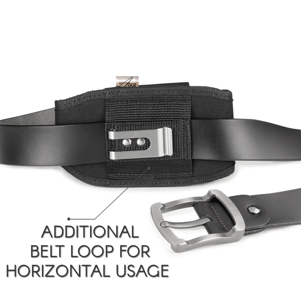 AGOZ Large Scanner Holster, Rugged Vertical Case Pouch for Zebra TC75x, TC75, TC70x, TC70, TC72, TC77, M60, MC65,MC67 Mobile Computer Handheld Barcode Scanner Holder with Metal Belt Clip,Loops Black