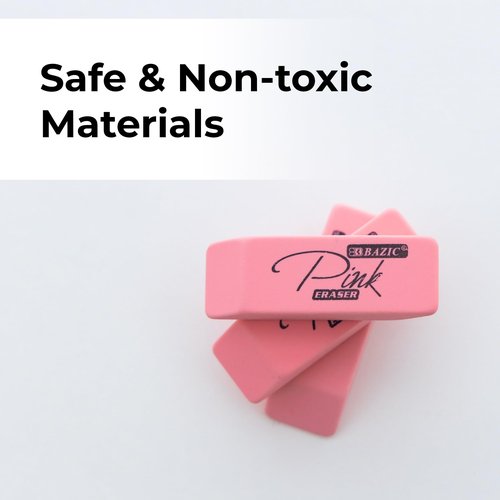 BAZIC Products Pink Eraser, Latex Free Bevel Erasers, Large Size Block Erasers for Art Drawing School Office Teachers (4/Pack), 24-Packs