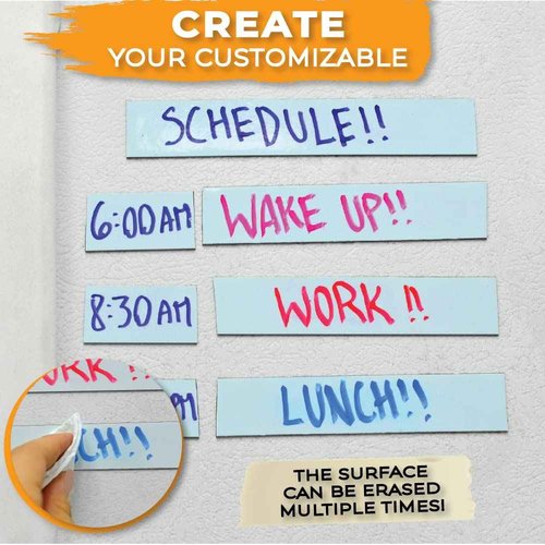 WOD MAG03-WOE Dry Erase Magnetic Whiteboard Strip Tape - 3 inch x 10 feet - Write On/Wipe Off for Labeling in Classrooms, Refrigerators, and Crafts - Glossy White Board