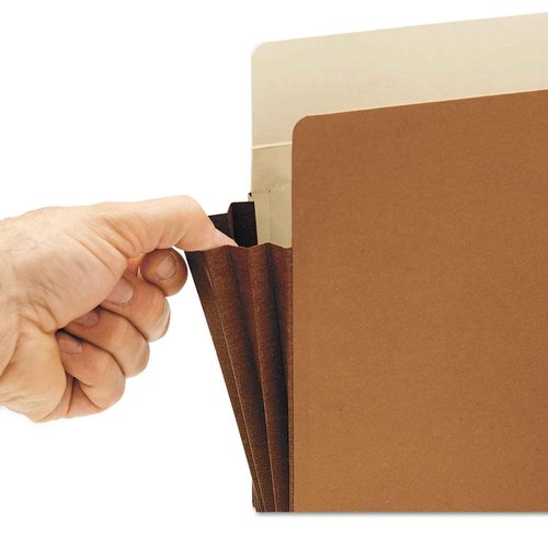 Smead End Tab Pocket, Reinforced Straight-Cut Tab, 5-1/4" Expansion, Extra Wide Legal Size, Redrope with Dark Brown Gusset, 10 per Box (74691)