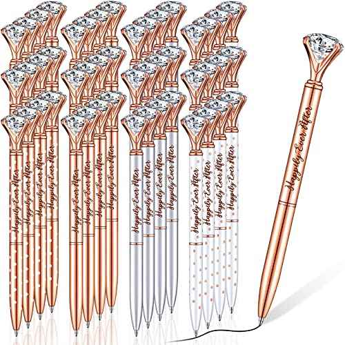 Yexiya 60 Pcs Bridal Shower Gifts for Guests Diamond Pens Rose Golden Crystal Ballpoint Bling Happily Ever After Pens for Wedding Bridal Shower Bridesmaid Women Girls Gift Office Favors