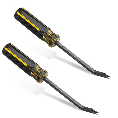 2 Pack Heavy Duty Staple Remover with Double Pronged Head, Tack Puller Industrial Staple Remover Upholstery Tool for Furniture Floor Carpet Carton