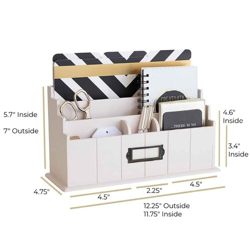 BLU MONACO Light Pink Wooden Mail Organizer – 3-Tier Blush Pink Desk Organizer, Rustic Mail Sorter for Kitchen Countertop