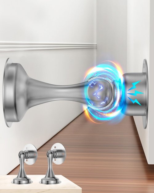 Magnetic Door Stoppers by [Brand Name] - Stainless Steel, No Drilling, 2-Pack for Wide Doors