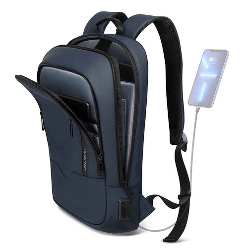 hk Backpack for Men Business Slim Backpack with USB Charger Computer Lightweight Anti-theft Travel Backpacks 15.6 inch Water Resistant Laptop Bag for Work Office College-Dark Blue