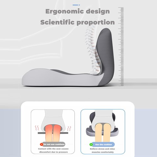 Memory Foam L-Shaped Integrated Seat Cushions, Car Seat Ergonomic Design,Back Support Memory Foam Seat Cushion for Office Chair (Black)