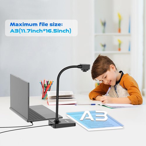 AlKOR USB Document Camera - Manual Focus Webcam with Mic | Foldable Design for Teaching & Distance Learning
