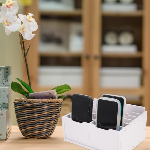 Desk Drawer Organizer Bamboo Wood Organizer Tray Desktop Cell Phone Divider and Storage Containers with Compartments for Kitchen Bathroom Office Desk Makeup Jewelry Utensils 12 Gird Box