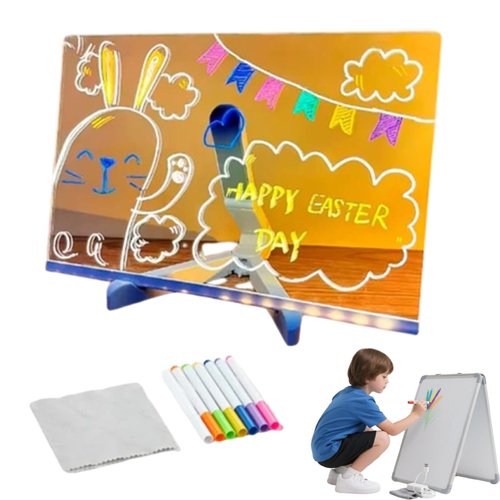 Screenglow 2025, Acrylic Dry Erase Board with Light, LED Note Board with Colors, Light up Drawing Board for Kids, Light up Calendar Dry Erase Board, with 7 Markers for Office School Home (20 * 20CM)