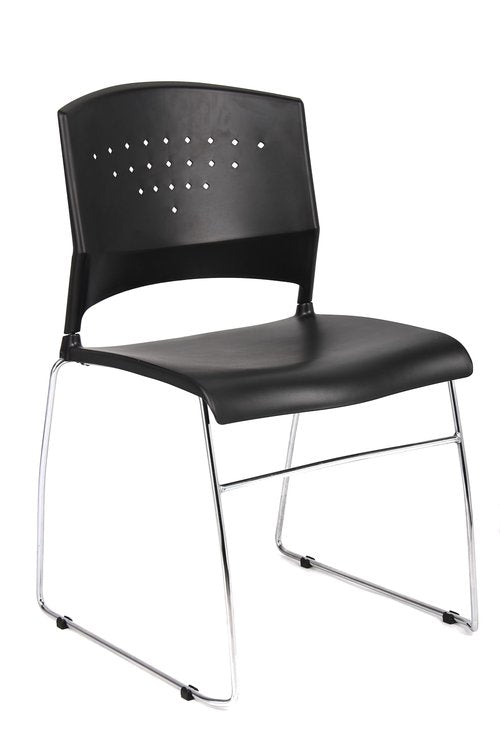 Boss Office Products Chrome Frame Stack Chair 2 Pack in Black