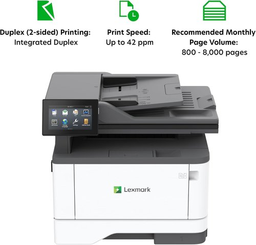 Lexmark MX432adwe Monochrome Laser Printer - Fast 42 ppm Print Speed | Integrated Duplex, 800-8,000 Pages Monthly