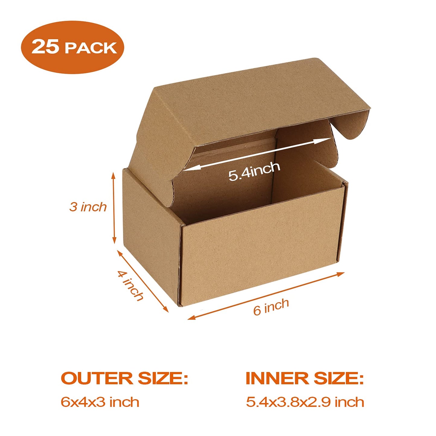 PHAREGE 6x4x3 inch Shipping Boxes Bulk 25 Pack Brown