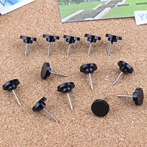 Yalis 200-Count Black Push Pins — Flat Head Thumb Tacks, Stainless Steel Pin, Plastic Head