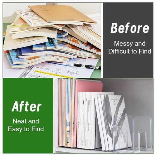 SHAIDOJIO 4 Pack Clear Acrylic File Organizer, Desktop File Sorter Purse Handbag Divided Organizer for Book, Envelopes, Mail, Document, Notebook, Office Supplies