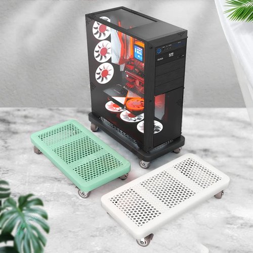 ONQendDv Rolling Stand,CPU Stand Mobile PC Tower Stand, Rolling CPU Stand for Under Desk, Floor CPU Holder Stand Cart with Lockable Wheels, for Home, Office Computer Tower Stand(White,500 mm*250 mm)