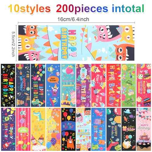 Kolewo4ever 500 Pieces Happy Birthday Gifts Set:100 Pcs Happy Birthday Pencils,100 Pcs Bookmarks and 200 Pcs Badge Stickers