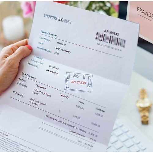 2000 Plus Self-Inking Two-Color Word Dater Stamp Message Color: Paid