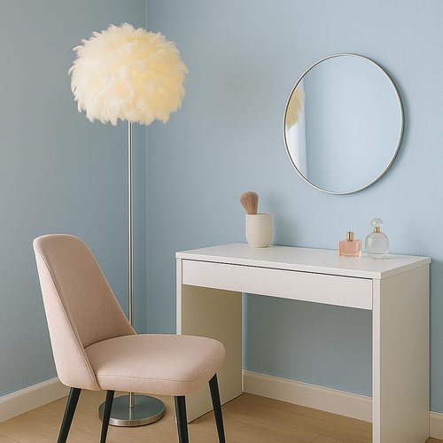 LIGHTACCENTS 69" Luxury Feather Floor Lamp with Chrome Base - Fluffy Cloud Standing Light for Living Room, Bedroom, Nursery, Vanity (White)