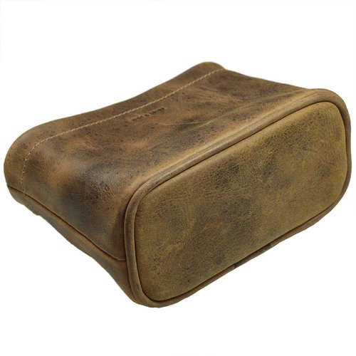 Hide & Drink, Desk Organizer Bag, Pen Holder, Circular Pen Holder for Desk, Office Supplies, Accessories, Full Grain Leather, Handmade, Bourbon Brown