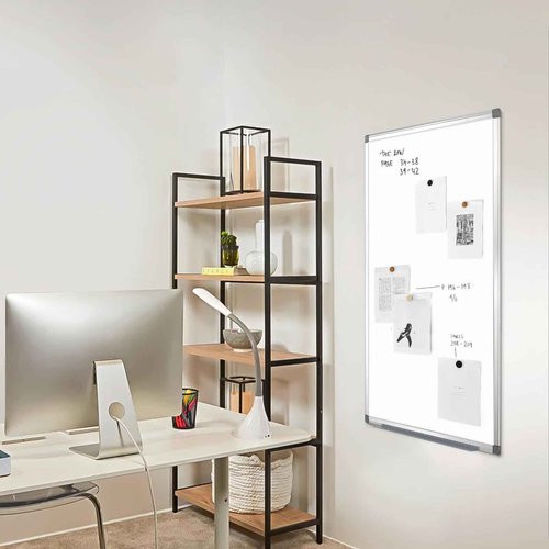 SWANCROWN Magnetic Dry Erase Board 48 x 24 Inches - Large White Board, Silver Aluminum Frame, 4' x 2' Writing Whiteboard for Walls, Home Office, School, Studio