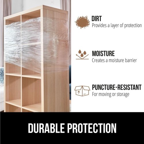 Gorilla Grip Heavy Duty Stretch Film - 1200ft Puncture Resistant Shrink Wrap Roll | Ideal for Shipping & Moving