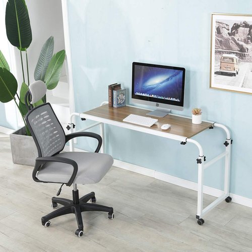 Overbed Desk Laptop Desk Laptop Cart with Wheels Over Bed Desk Adjustable Overbed Table with Wheels King Queen Bed Table Bed Table on Wheels Overbed Laptop Table(Ancient Oak)