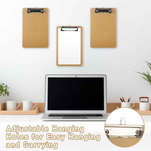 WOPPLXY 40 Pcs Mini Clipboards, 6" x 9" Small Clipboards Bulk, Wood Hardboard with Low Profile Clip, A5 Memo Size Clip Boards, Mini Wooden Clipboard for Home, Office, School Classroom Supplies, Brown