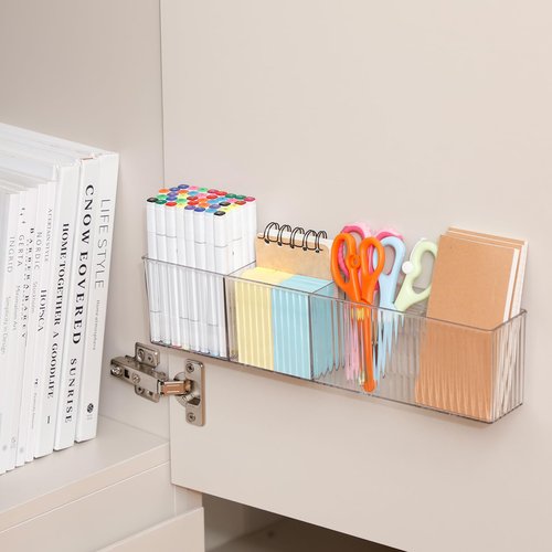 NINEWEEN Magnetic Dry Erase Marker Holder, Clear Magnetic Pencil Holder for Whiteboard, Refrigerator, Locker Accessories, Plastic Wall Mounted Storage Organizer for Home Office Supplies, Bathroom