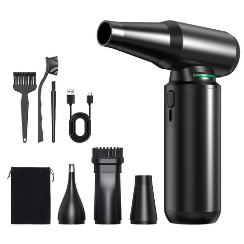 Compressed Air Duster with LED Flashlight, 300,000RPM Brushless Motor Electric Air Duster, 3-Gear Adjustable Mini Blower, Cordless Jet Fan for Keyboard, PC, Car and Home Cleaning1