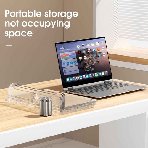 HEWYIOS dual monitor stand riser, 3-layer transparent acrylic monitor stand with anti slip pad, adjustable length and angle, suitable for 2 monitors, desktop, laptop, PC, printer, TV screen