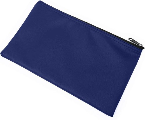 Money Bank Deposit Bag with Zipper | 11x6 inch | Navy blue | Durable Leatherette Money Cash Coin Check Wallet Pouch for Men & Women with Framed ID Window and Blank Card | by GIDABRAND (10)