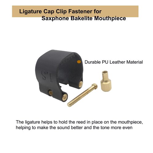 PU Leather Alto Saxophone Ligature Clip Fastener with Saxophone Mouthpiece Plastic Cap For Alto Sax Saxophone