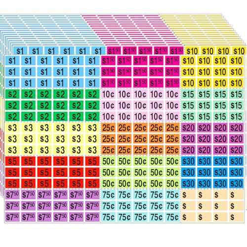 Garage Sale Stickers,1/2" X 3/4" Yard Sales Price Stickers,2025 Pcs Rectangle Preprinted Price Labels for Flea Markets,Retail Use