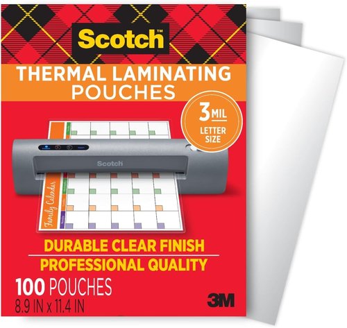Scotch Thermal Laminating Pouches - Letter Size 8.9 x 11.4 Inches | 100-Pack for Durable Protection