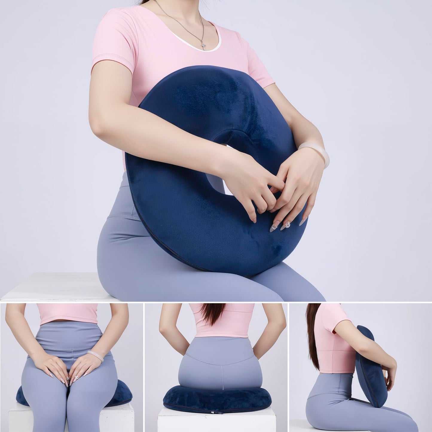 D DITALON Donut Pillow for Tailbone Pain and Hemorrhoid, Memory Foam Butt Donut Seat Cushion with Hole, Pelvis Pressure Relief Cushion for Coccyx, Sciatica, Postpartum, Long Sitting Office Chair