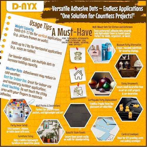 Double Sided Tape Adhesive Dots Stickers 280, 350, 450, 550 or 700 Pack Removable Putty No Trace Clear Sticky Tac Blue Sticky Tack Balloon Tassels Picture Hanging Strips (350 Sticky Dots)