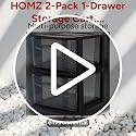 HOMZ 14.25in 1-Drawer Storage Cart - Black Frame, Smoke Drawer (2 Pack)