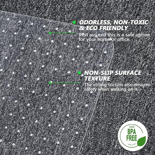 Extra Large Office Chair Mat for Carpet, 46" x 60" Clear Desk Chair Mat for Low Pile Carpeted Floors- Easy Glide Plastic Floor Mat for Office Chair on Carpet