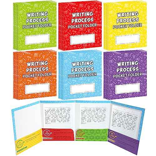 Ctosree Writing Bulk Folders with Pockets Writing Process 4 Pocket Folders Bulk for Students Teacher Classroom Kids(30 Pcs,Classic)