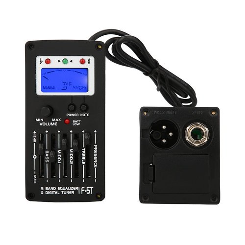 Tbest Guitar Preamp,Guitar Preamp Equalizer Digital Tuner,F 5T 5Band Equalizer Pickup,Digital Tuner Pickup Acoustic Electric Guitar Preamplifier Tuner with LCD Tuner and Volume Control acoustic guitar