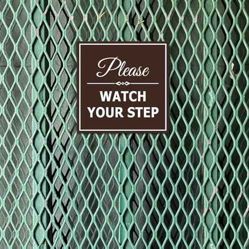 Signs ByLITA Square Classy Please Watch Your Step Sign | Safety Sign with Easy Installation (Black/Silver) - Medium 5 Pack