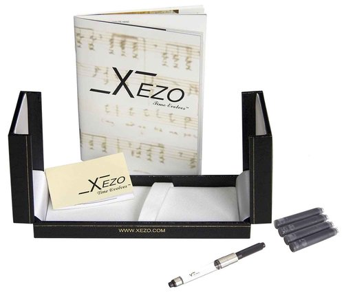 Xezo Maestro Fine/Extra-Fine Nib Fountain Pen Handcrafted with Black Mother of Pearl. Platinum Plated. Limited Edition, Serialized. No Two Pens Alike