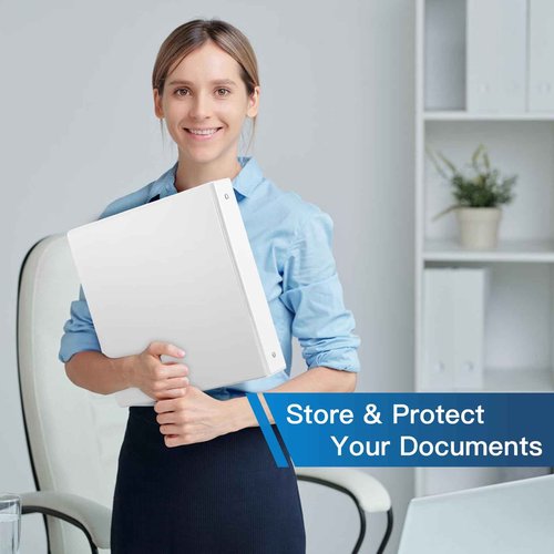 1.5-inch 3 Ring-Binder with 2 Interior Pockets, Premium 1.5''-Binders Holds 325 Sheets US Letter Size 8.5'' x 11'' Paper - Durable, Versatile Binders for Office, Home, and School Use, 6 Pack (White)