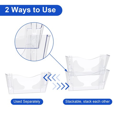 samstar 6 Pack Clear Acrylic Wall File Holder,Wall Mount File Organizer Hanging Wall Pocket Mail Magazines Organizers for Office/Home…