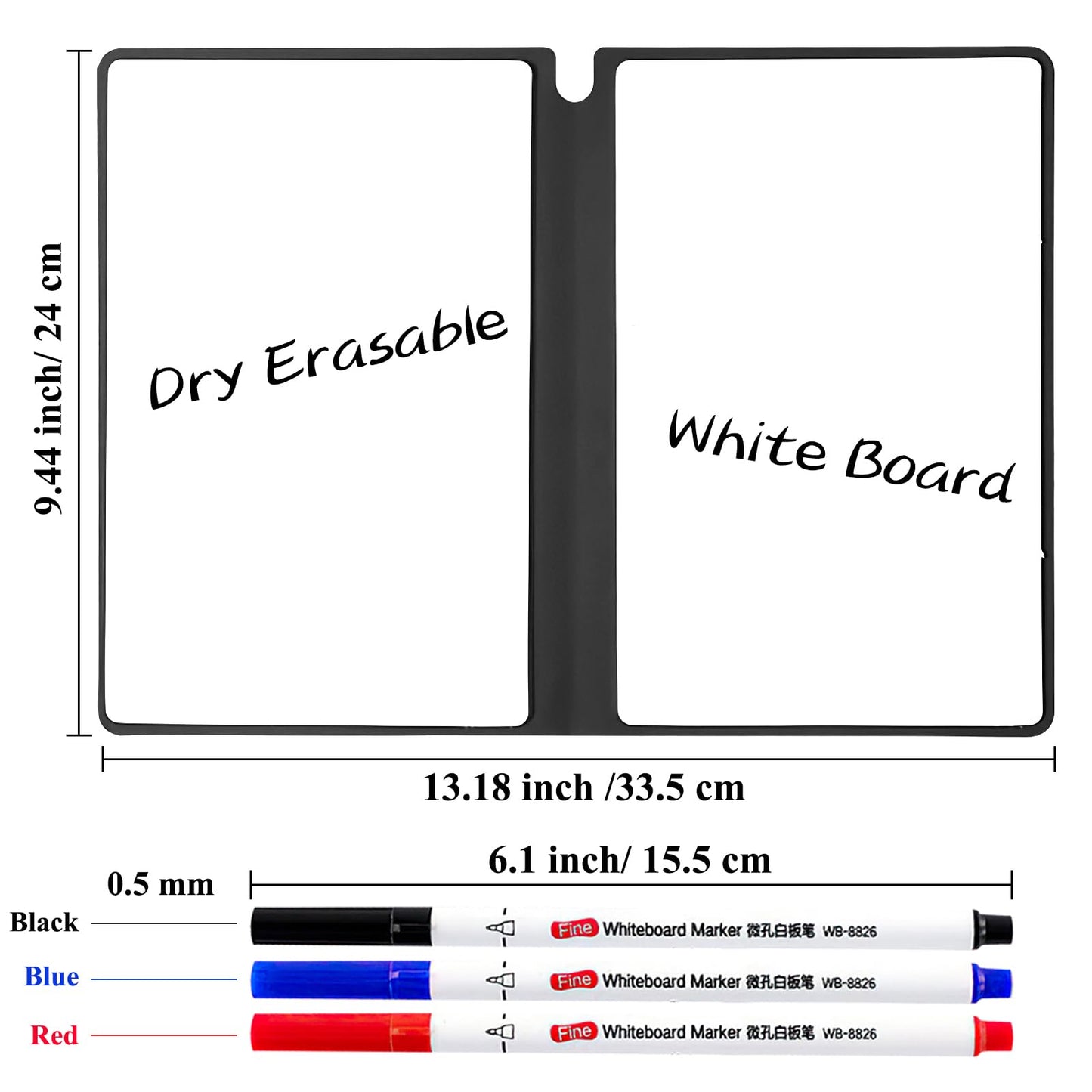 SAYEEC Whiteboard Notebook, Portable Dry Erase Board Fineliner Pens, PU Cover Erasable Handheld White Board Reusable Drawing Notebook Easel Pad for Meeting Business Office School (Blue)