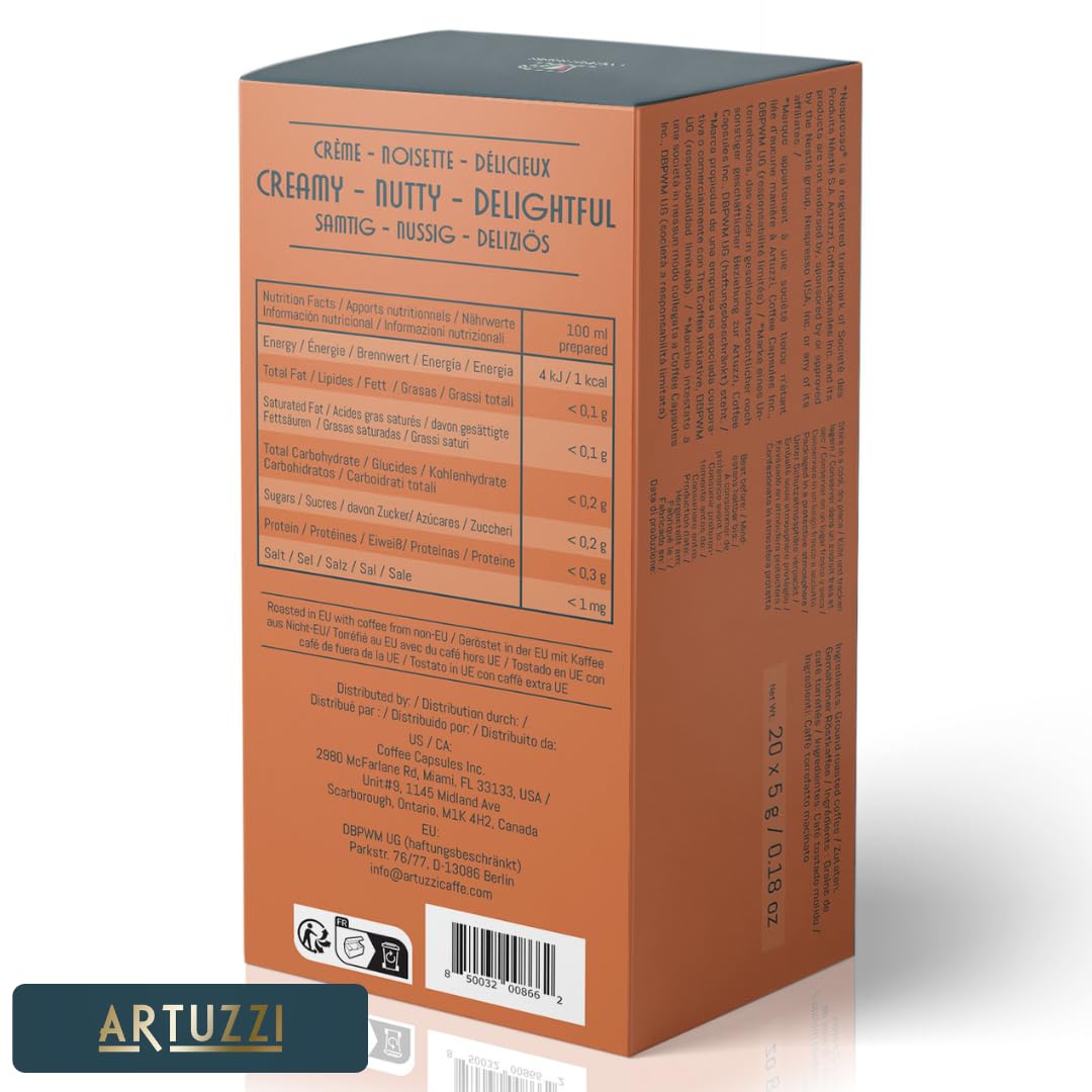 Artuzzi 120ct Espresso Pods For Nespresso Compatible Capsules Original Machines | Italian Coffee Variety - Ristretto Lungo Espresso Caramel Vanilla Chocolate | Aluminum & Recyclable