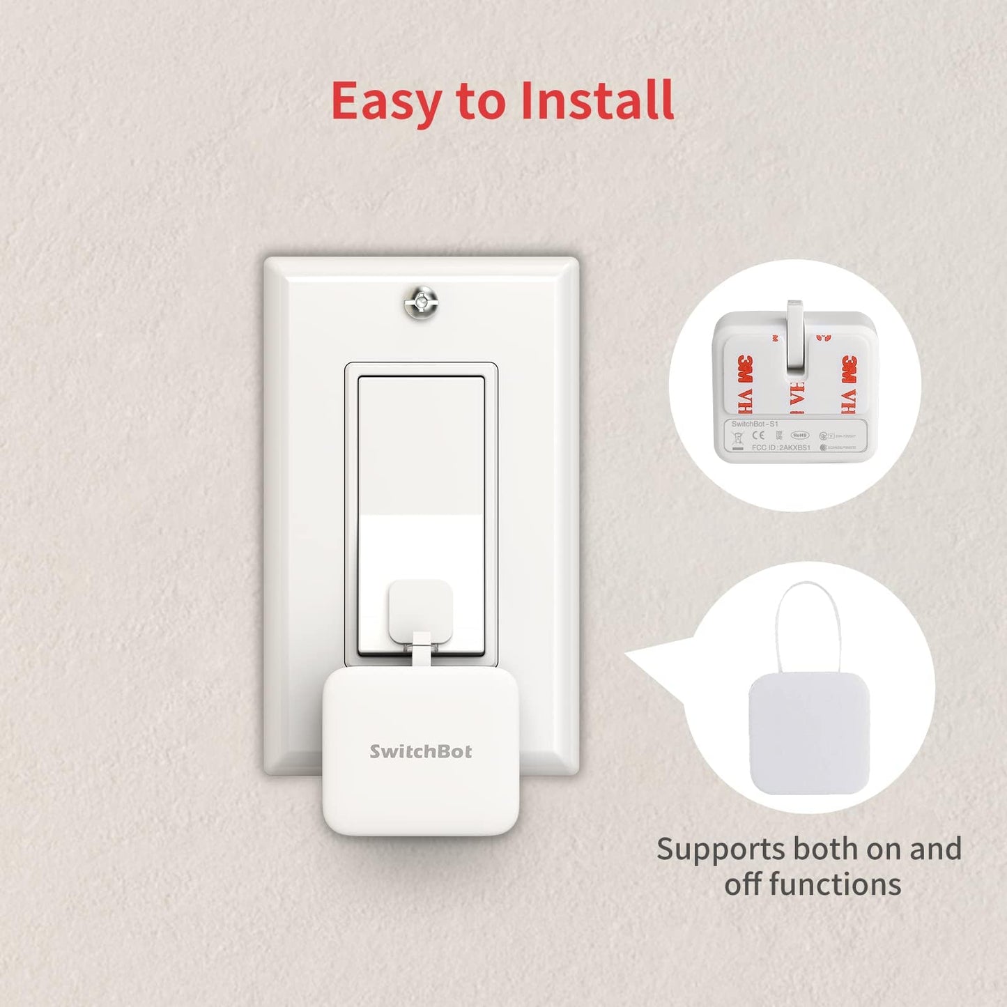SwitchBot Rechargeable Smart Switch Button Pusher (Bluetooth) – Fingerbot for Rocker/One-Way Buttons, App Timer Control, No Wiring, Optional Hub for Voice/Remote, White