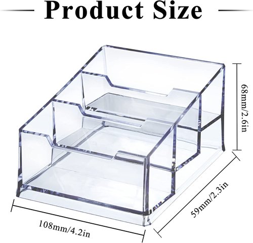 3 Pack Clear Acrylic Business Card Holder,3 Tier Premium Acrylic Clear Business Card Holder Stand for Desk Fits 150 Business Cards