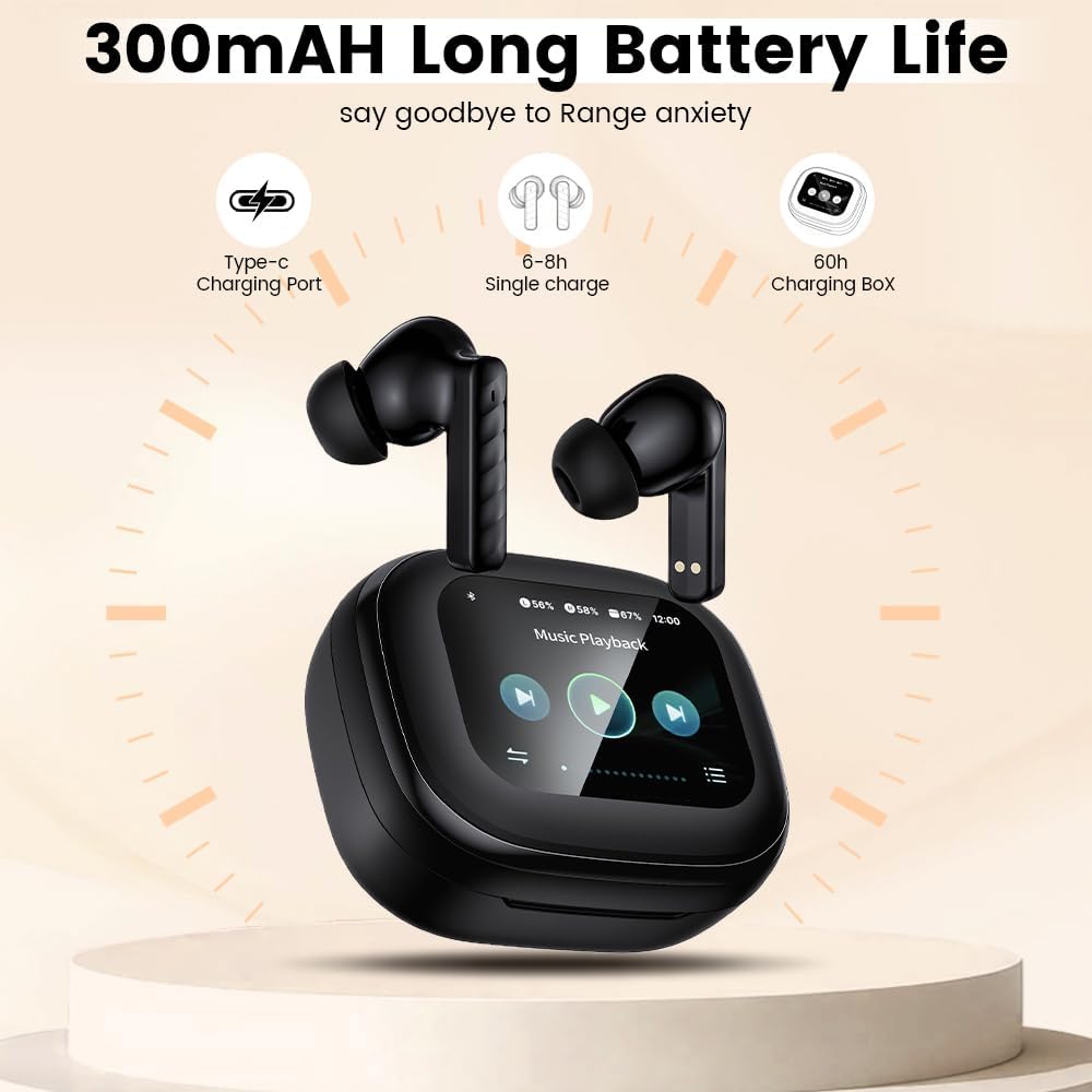 Skiennix Wireless Earbuds - Bluetooth 5.4 with ANC Noise Cancelling & 60H Playtime | Black