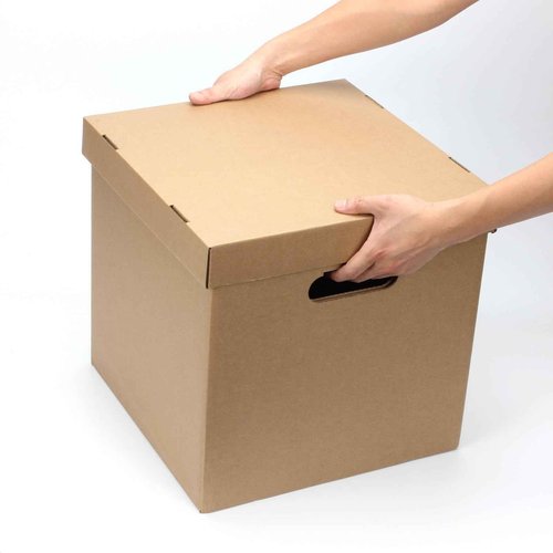 DIICCYO 10 Pcs Cardboard Vinyl Record Storage Box, Stackable Moving Box with Handles and Lids, Sturdy Cardboard Crate Vinyl Record Crate for Storing Album Document File Folder Organizer